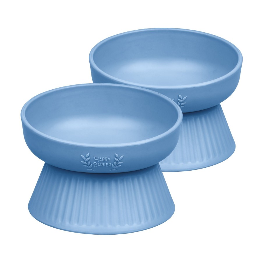 Harry Barker Raised Slanted Cat Bowl Set - Blue Online