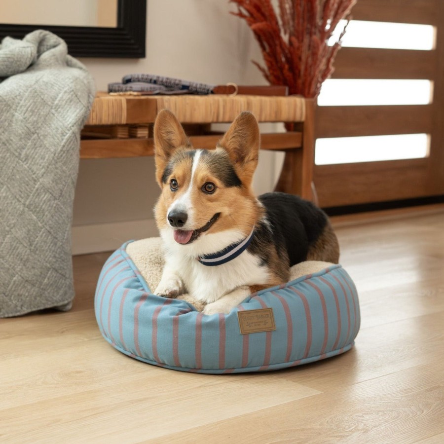 Harry Barker Striped Sherpa Pouf Pet Bed Clearance