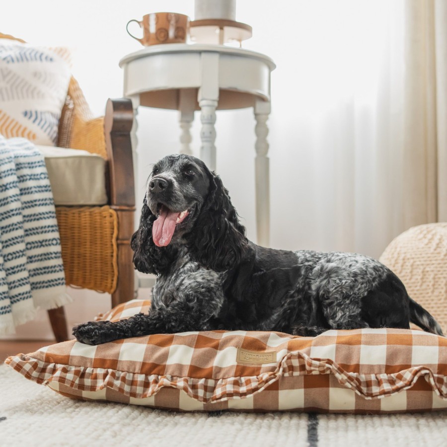 Harry Barker Vintage Brown Gingham Envelope Dog Bed Clearance